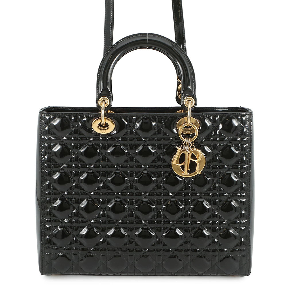 Christian Dior Handbag Cannage Leather Bag Black